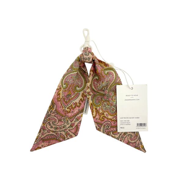ZIMMERMANN Printed Silk Key Bag Charm in Pink - Picture 4 of 7